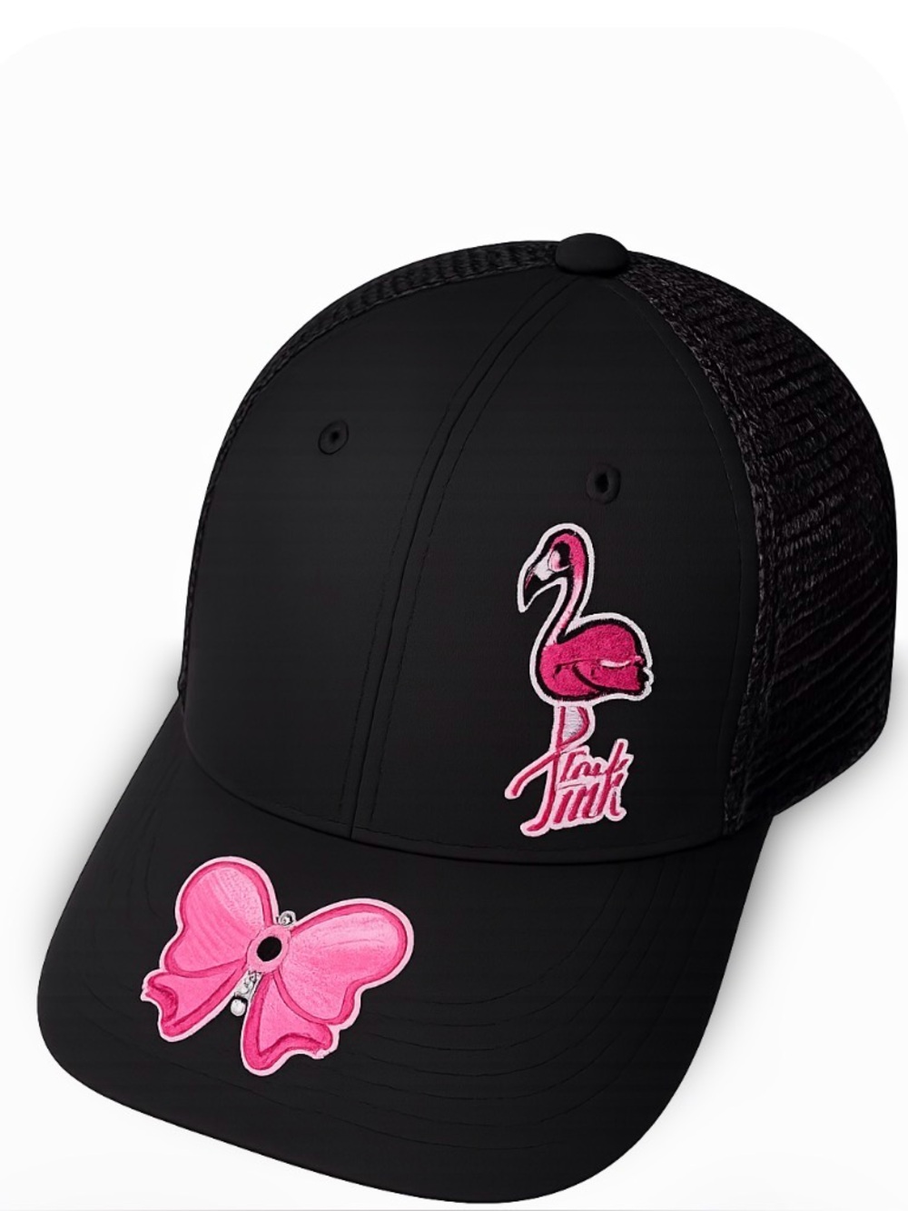 Black Cap with Pink Flamingo & Butterfly Patch